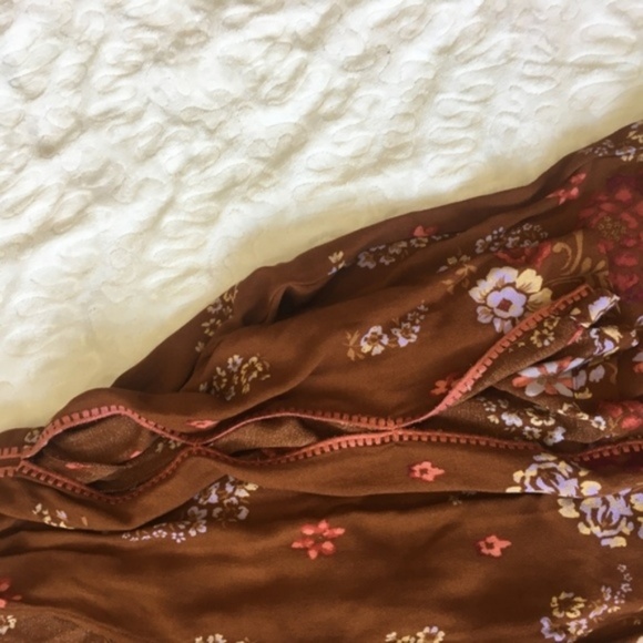 Ecote Lily Lace Up Floral Top Boho Gypsy Hippie - Picture 5 of 8